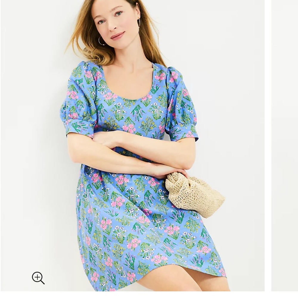 Loft Floral Linen Summer Dress Size 0 petite